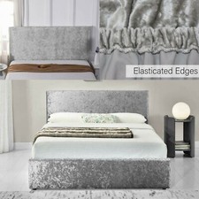 Crushed Velvet Bed Frames Divan Base Wrap Headboard Covers Single Double King