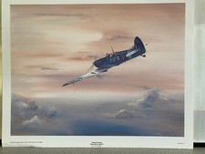 WW2 RAF  Aviation art print Flying into Dusk  Spitfire fighter
