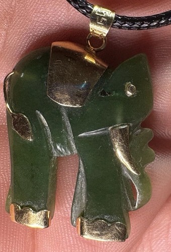 14k yellow gold jade elephant - 14k,