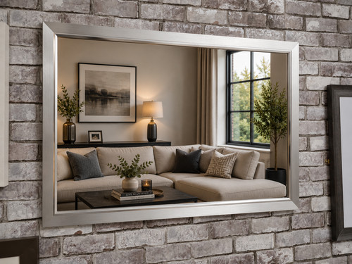 Large brushed silver wall - large,