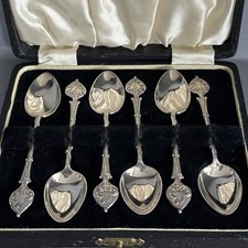 Vintage EPNS Teaspoon Set by A.J.B, Ornate Design, Boxed Set of 6