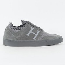 Mens Hackett London Entry Knit HMS20855 945 Grey Leather Textile Casual Shoes
