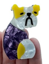 Modern Arcrylic Handmade BROOCH 3D Cute British Bulldog Coat Vintage Style BN