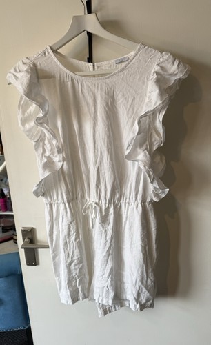 White ruffle sleeve - white, drawstring