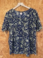 Kim & Co blue green Paisley print t shirt top size M to fit UK 12-14 new