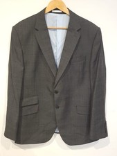 Marks And Alfred Brown Suit Jacket Grey Size 46L Grey Check Long