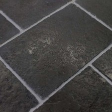 Sample of Tumbled Cathedral Black Limestone Floor Tiles Paving Slabs Flagstones