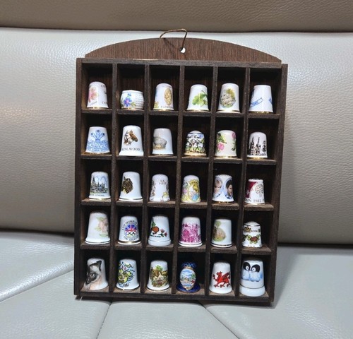 Vintage wooden thimble display - vintage,