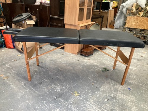 Black wooden massage table - wooden,