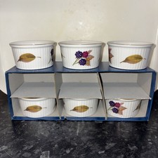 Vtg. Set of 6, Royal Worcester Evesham Gold Ramekins  BOX HAS  NO LID