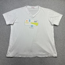 Fresh Produce Top XL White Camper Graphic Travel Casual Comfort Knit V Neck