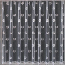 Buxton Modern White Cheap Net Curtain With Swirl Circle Design SOLD BY THE METRE
