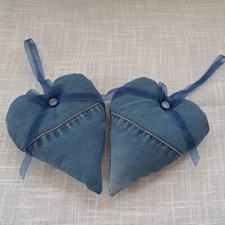 2  Large Fabric Hanging Hearts