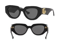 Gucci GG1421S 001 Women's Oval Sunglasses, Black/Grey - Good Conditions