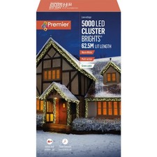 Premier 5000 LED Cluster Indoor Outdoor Christmas Tree Lights Timer WARM WHITE