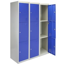 3 x Blue 3 Door Metal Storage