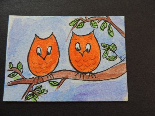 Aceo miniature painting - aceo, two