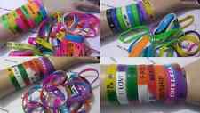 KIDS GUMMY BRACELET WORDED BANGLE RUBBER JELLY GUMMIE WRISTBAND FRIENDSHIP BAND