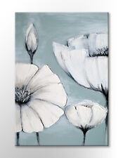 DUCK EGG BLUE JAPANESE WHITE FLOWER PICTURE NATURE CANVAS HOME WALL ART PRINT