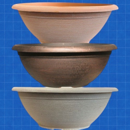Ribbed bowl planter clay - ribbed,
