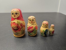 Authentic Russian Nesting Dolls Matryoshka USSR 5.5” 4 Dolls Vintage Handpainted