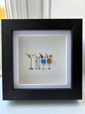 Sea Glass cocktail glasses  Box Framed Wall Picture - 12cm 