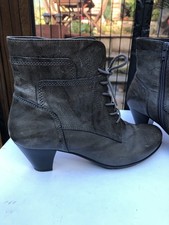 Gabor Hovercraft Grey Leather Boots Size 6.5 Pixie Ankle Boots Worn 3 Times VGC