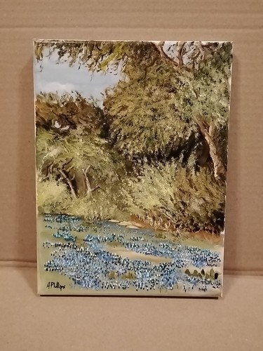 Texas bluebonnet landscape oil - texas,