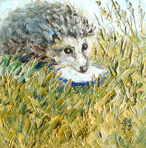 Hedgehog original oil painting - original,