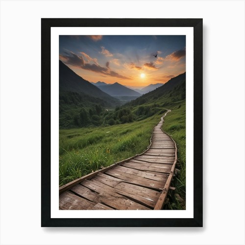 Wooden path the mountains - in,