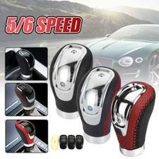 Car Manual Gear Shift Knob Shifter Handle Lever PU Leather +5/6 Speed Cover Set