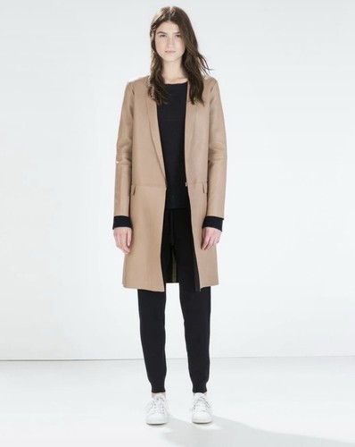 Zara studio camel leather long - camel,