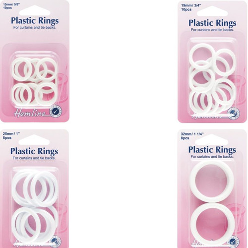 Hemline plastic curtain rings - plastic,