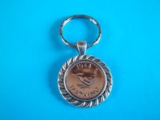 WREN FARTHING COIN - LIMITED EDITION SILVER CASED PENDANT KEYRING - 1938 to 1955