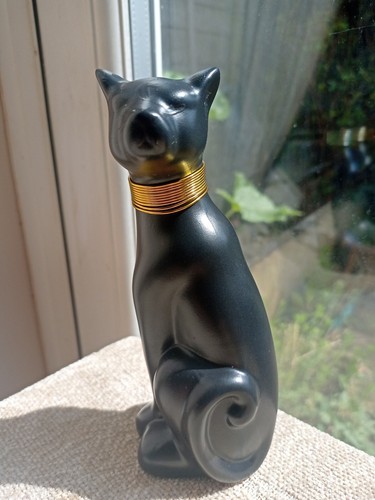 Black cat vase long neck - cat, small