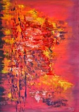 Unframed Large Original Acrylic Painting on Canvas Woman Colorful life Signed