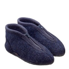 HAFLINGER SLIPPER ZIPPER BLUE