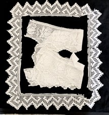 2 Large Vintage Antique Handmade Salvage Lace Trims, 4-6” Wide, Lot #5