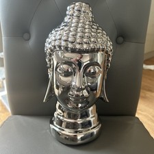 Silver Buddha Head Statue Zen