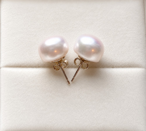 11mm real pearl earrings stud - earrings,