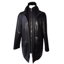 Hugo Boss Leather Jacket Mens 48 Black Lambskin Astrone Style Luxury Designer