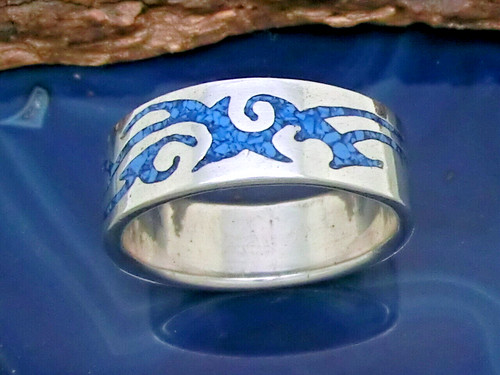 Tribal ring blue 925 sterling - 925,