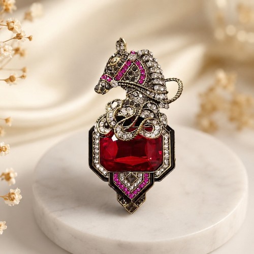 Horse brooch rhinestone - horse,