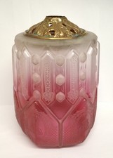 ANTIQUE RED CLEAR AND FROSTED 19TH CENTURY GLASS LAMP SHADE.