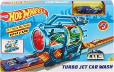 Hot Wheels City Turbo Jet Car Wash Track Builder Playset w/ Vehicle