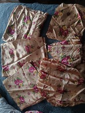 6 Vintage 1930s/ 1940s peach floral rayon satin panels fabric