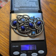 Vintage Soloor Celtic Glass  & Metal  Brooch 7.5 CMS .