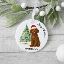 Personalised Cockapoo Christmas Decoration, Ceramic Bauble for Cockerpoo Owner