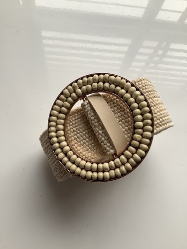 Dark cream elasticated straw - dark,