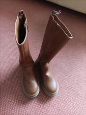 NEW Marks & Spencer Girls Knee-High Brown Boots Uk Size 1